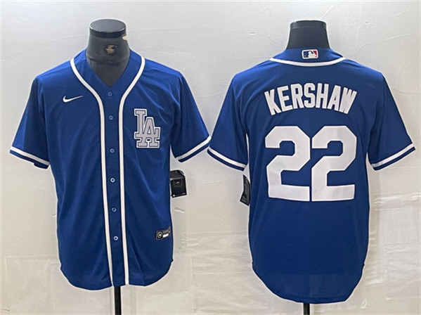 Los Angeles Dodgers #22 Clayton Kershaw Blue Cool Base Stitched Jersey - Click Image to Close